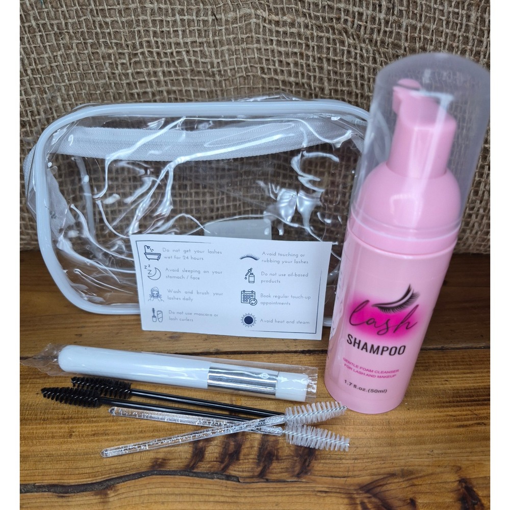 InSpa Eyelash Extension Aftercare Kit Gentle Foam Cleanser Brush Applicators
